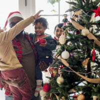 A black family enjoying Christmas holiday together