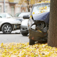 Car hits a tree Car hits a tree