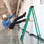 Construction worker falling off the ladder Construction worker falling off the ladder
