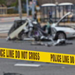 Yellow taped car accident Yellow taped car accident