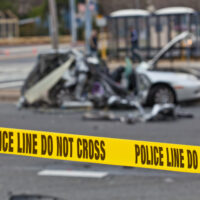 Yellow taped car accident