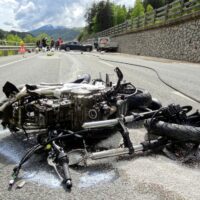 Motorcycle in a wreck