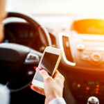 Lady texting while driving Lady texting while driving