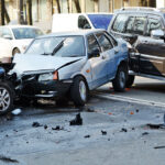 A two vehicle collision A two vehicle collision