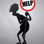 Old man holding a help sign Old man holding a help sign