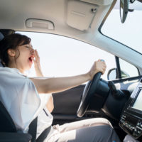 Drowsy lady behind the wheel Drowsy lady behind the wheel
