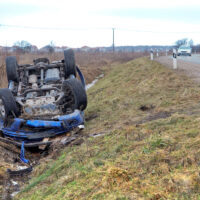 Car gets rolled over to a field
