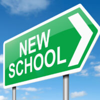 Green new school sign