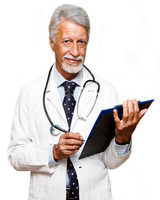 Dr. holding clipboard Dr. holding clipboard