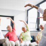 Seniors doing exercises at nursing home Seniors doing exercises at nursing home