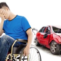stress and Disabled patient with car accident concept