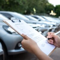 Action of a customer is signing on the agreement term of car rental
